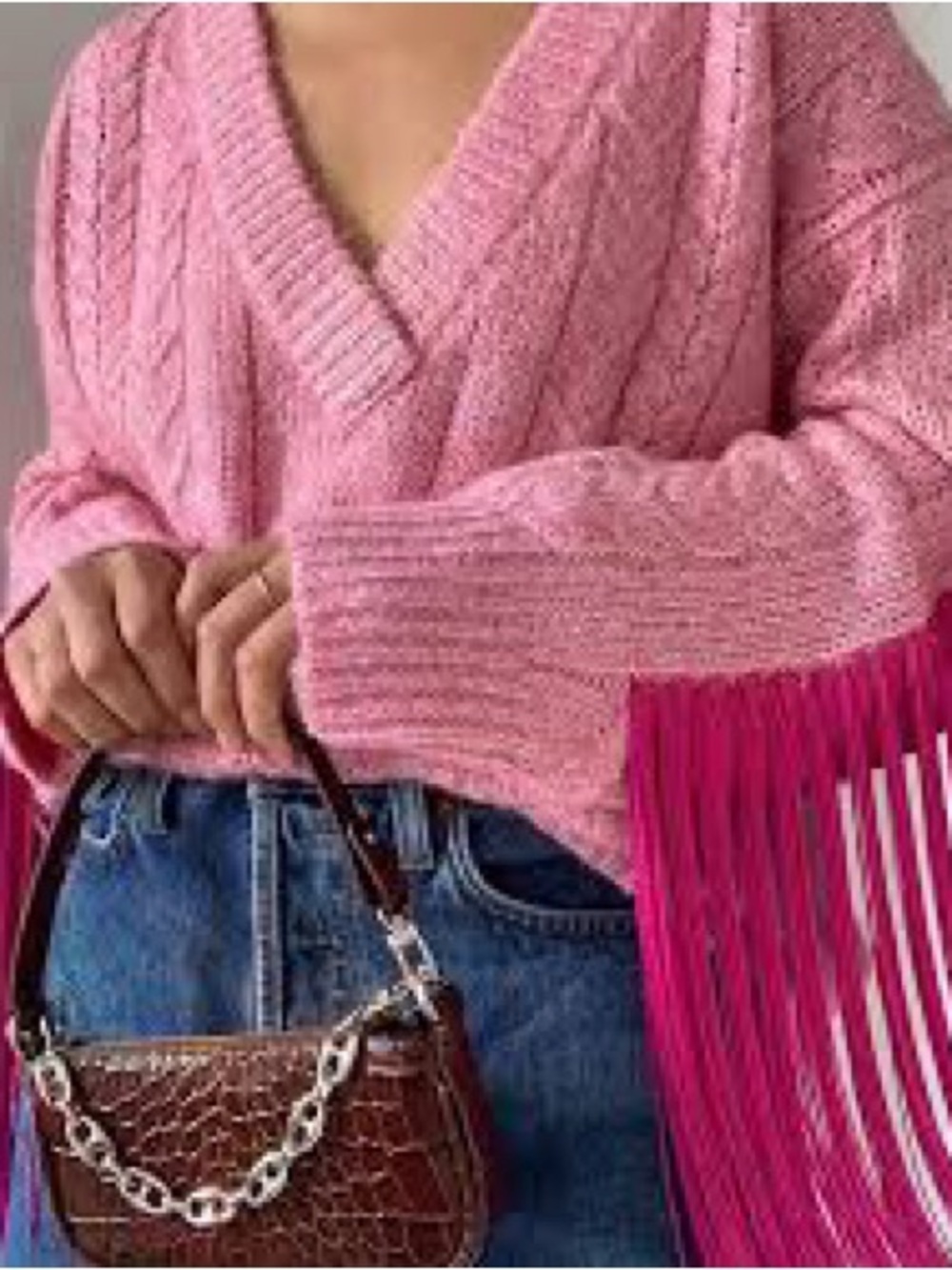 Hellessy Fringe Sleeve Cable Knit Sweater – Retail $890